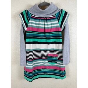 Tea Collection Striped Tunic Dress Kids Size 4 Long Sleeve Cowl Neck Indie‎